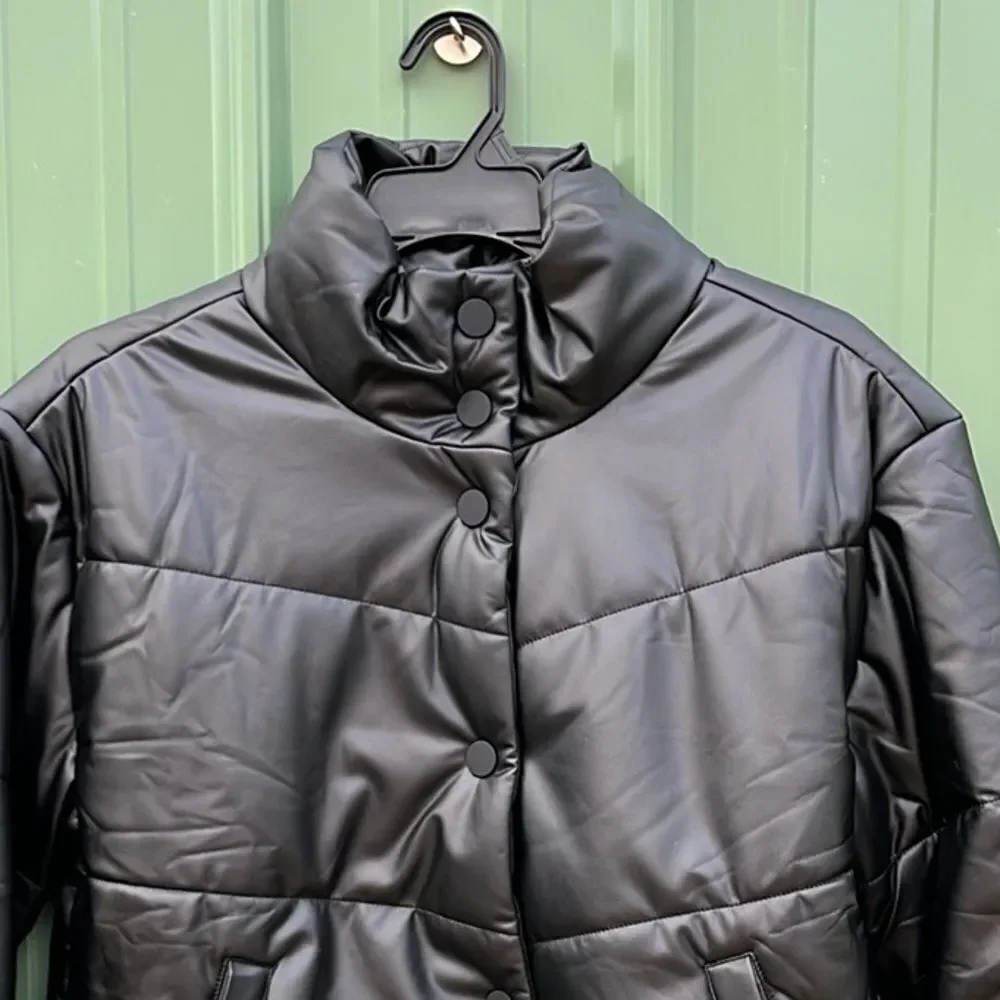 WIT & WISDOM Faux Leather Puffer Jacket Size L